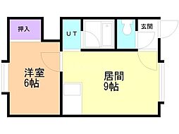 宮の沢ガーデンヒルズ2 1LDKの間取図画像
