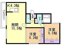 アヴァンティ 2LDKの間取図画像