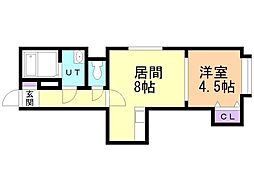 エヴァンス四番館 1LDKの間取図画像
