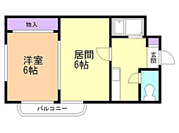 サンシティーマルワ 1DKの間取図画像