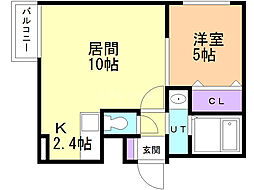 ノースポイント発寒 1LDKの間取図画像