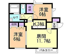 フォルモーザ発寒 2LDKの間取図画像