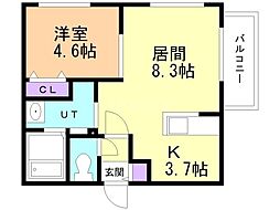 ブランシャール宮の沢 1LDKの間取図画像