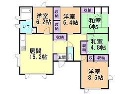 札幌市営東西線 宮の沢駅 徒歩13分の賃貸マンション 3階5LDKの間取り