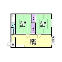 第2共同ハイツ 2LDKの間取図画像