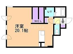 札幌市営東豊線 月寒中央駅 徒歩3分の賃貸マンション 5階ワンルームの間取り