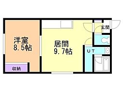 シルミオーネ平岸 4階1LDKの間取り