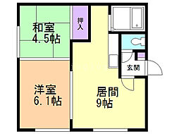 ＨＳ平岸391 4階2LDKの間取り