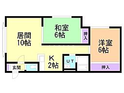 グリーンズハウス 3階2LDKの間取り