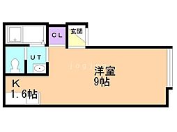 メゾンコリーヌ 2階1Kの間取り