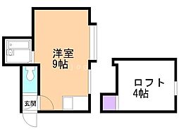 ティアラ平岸Ｇパレス（旧グランドパレス） 2階ワンルームの間取り