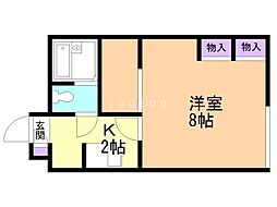 レオパレス札幌Ａ棟 1階1Kの間取り