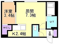 札幌市営東豊線 福住駅 徒歩8分の賃貸マンション 3階1LDKの間取り