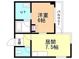タイム15 1階1DKの間取り