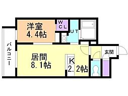 札幌市営南北線 南平岸駅 徒歩3分の賃貸マンション 3階1LDKの間取り