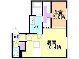 Ｃａｒｒｅｒａ　Ｔｓｕｋｉｓａｍｕ　2ｎｄ（カレラ月寒セカン 5階1LDKの間取り