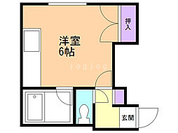 フラワーハイツＨＳ 2階ワンルームの間取り