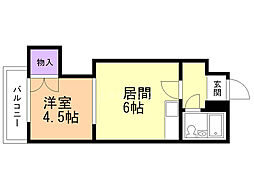 ハイツビバリーヒルズ 4階1DKの間取り