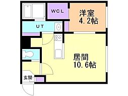札幌市営南北線 南平岸駅 徒歩3分の賃貸マンション 4階1LDKの間取り