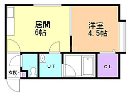 シルフ月寒 3階1DKの間取り