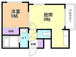 グランディール月寒2−6 2階1LDKの間取り