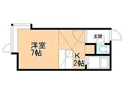 クレドール月寒 2階ワンルームの間取り