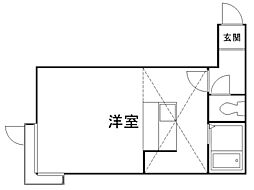 クレドール月寒 3階ワンルームの間取り