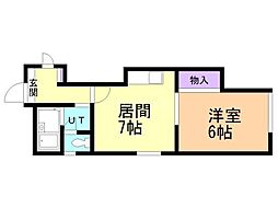 マイコール札幌 1階1DKの間取り