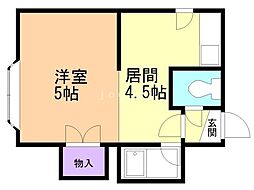 エミネンスほしの 4階1DKの間取り