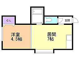 サンピア福住1−3 3階1DKの間取り