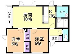 シャトーロッキー 2LDKの間取図画像