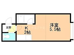 ベルテカヤマプライムハウス 2階1Kの間取り