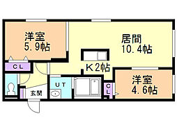 エクセル豊平 2LDKの間取図画像