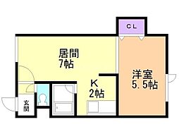 コンフォール札幌 1LDKの間取図画像
