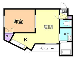 シャトーシュノンソー 1DKの間取図画像