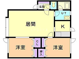 香風館参番 2LDKの間取図画像