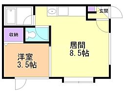 ユニバーサルアベニュー 1LDKの間取図画像