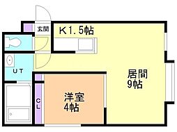 クレスト 1LDKの間取図画像