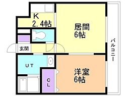リバーフォレスト豊平 1LDKの間取図画像