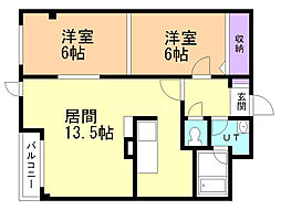 ブルーム吉光 2LDKの間取図画像