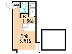 コスモ澄川 1Kの間取図画像