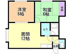 真栄ガーデンヒルズB 2LDKの間取図画像