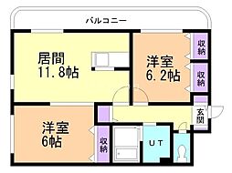 アレックス美園 2LDKの間取図画像
