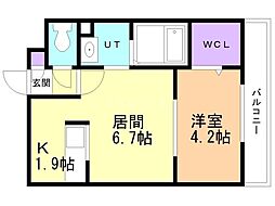 アクセラレイト月寒 1LDKの間取図画像