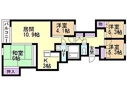 エメラルドグリーン・ヒルズ平岸一期棟 4LDKの間取図画像