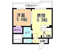 レジデンス北野ヒルズ2 1LDKの間取図画像