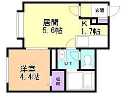 ウイングコート 1DKの間取図画像