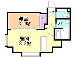 フロントコート南平岸 1DKの間取図画像
