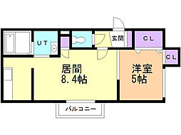 アクアトピア福住 1LDKの間取図画像