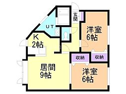 ルネサンスしらかば 2LDKの間取図画像
